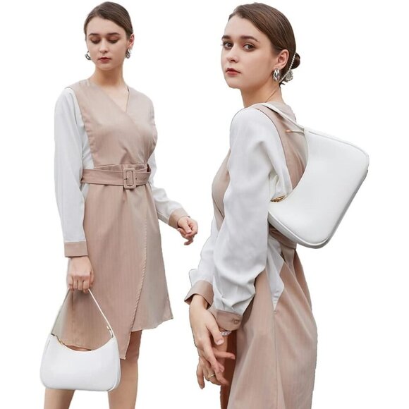 Women Coffee&Black Imported Polyester Leather Zipper Closure Mini Tote Handbag - Picture 5 of 8